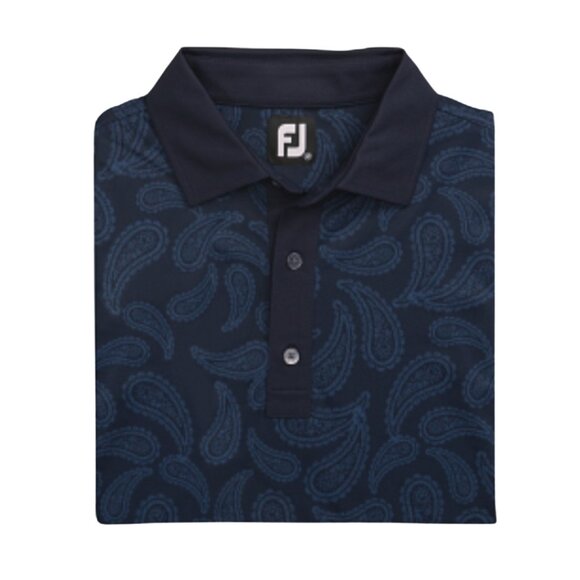 FOOTJOY Men's Blue Paisley Print Performance Golf Polo, Size Large - Picture 1 of 9